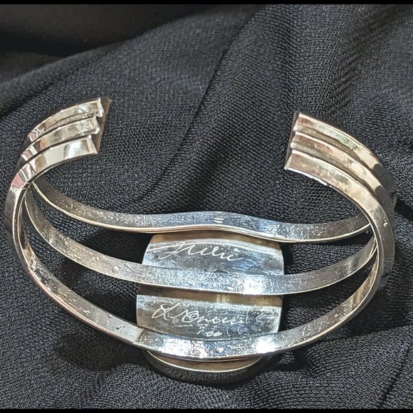 Dark FIRE RED Heavy Triple Strand Sterling Silver Dichroic Adjustable Bracelet - Picture 7 of 8